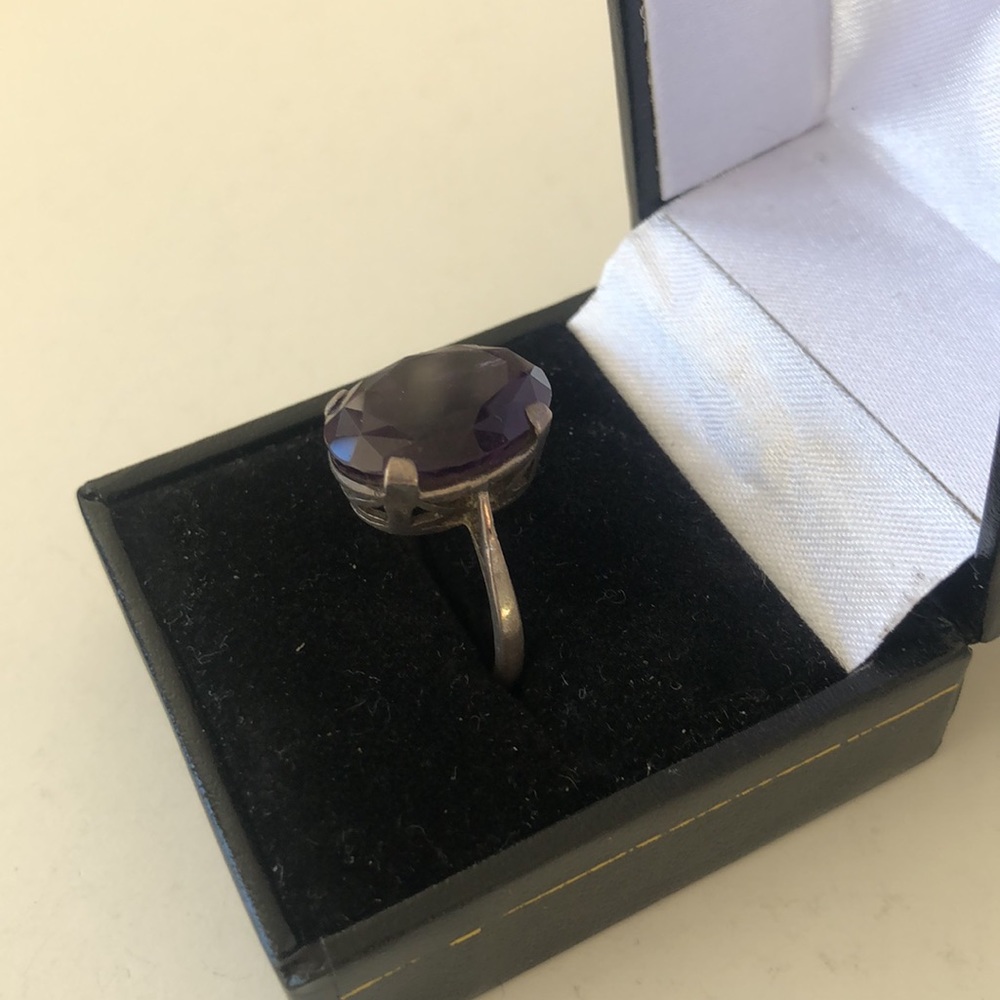 Vintage women ring size 6-3/4 purple stone T#1 - Picture 3 of 11